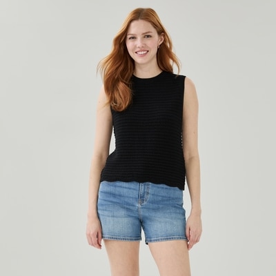 Novelty Crochet Tank - JF Black