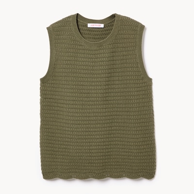 Novelty Crochet Tank - Olive