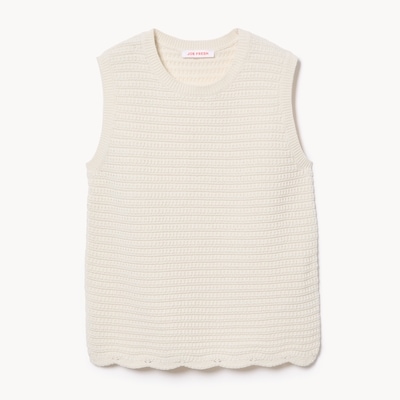 Novelty Crochet Tank - Cream
