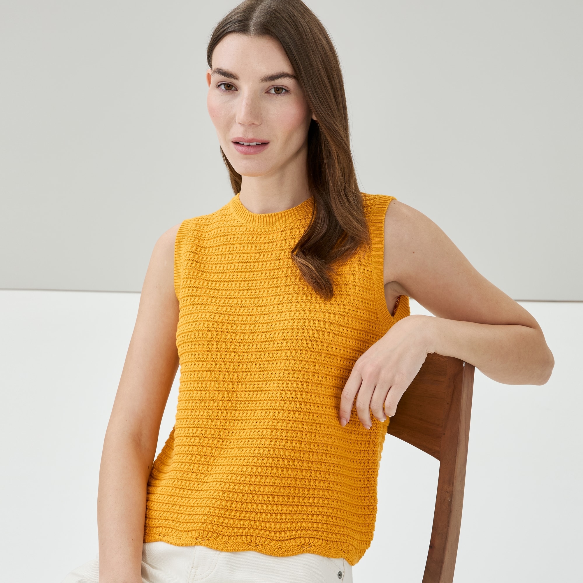 Novelty Crochet Tank in Yellow from Joe Fresh
