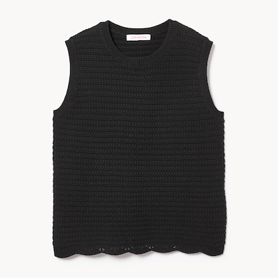 Cami en crochet fantaisie - Noir JF