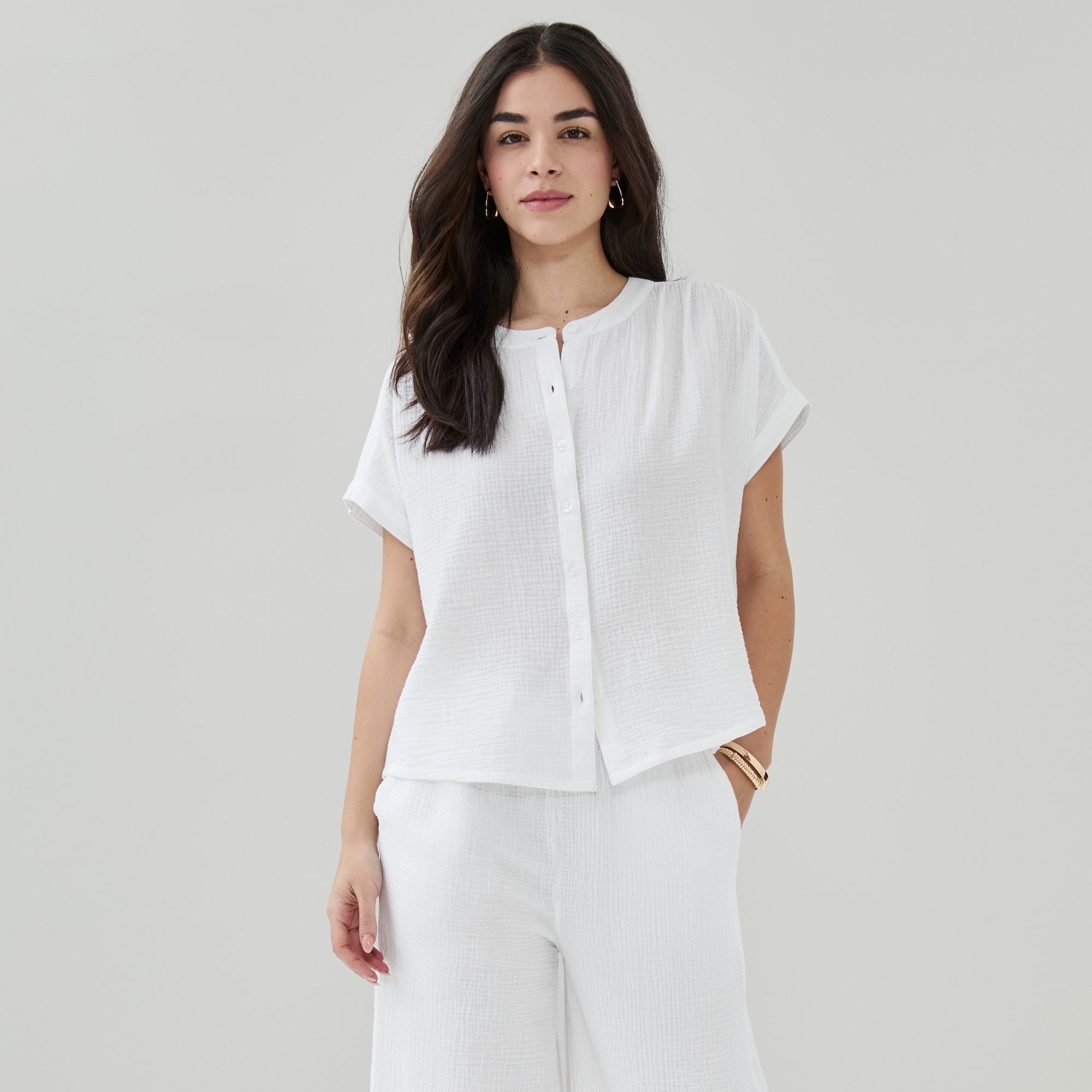 Gauze Dolman Top in Bright White from Joe Fresh