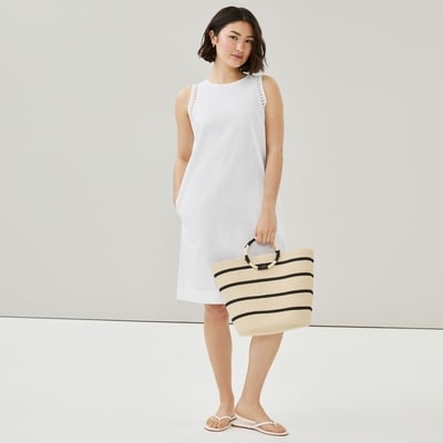 Linen Cotton Shift Dress - Bright White