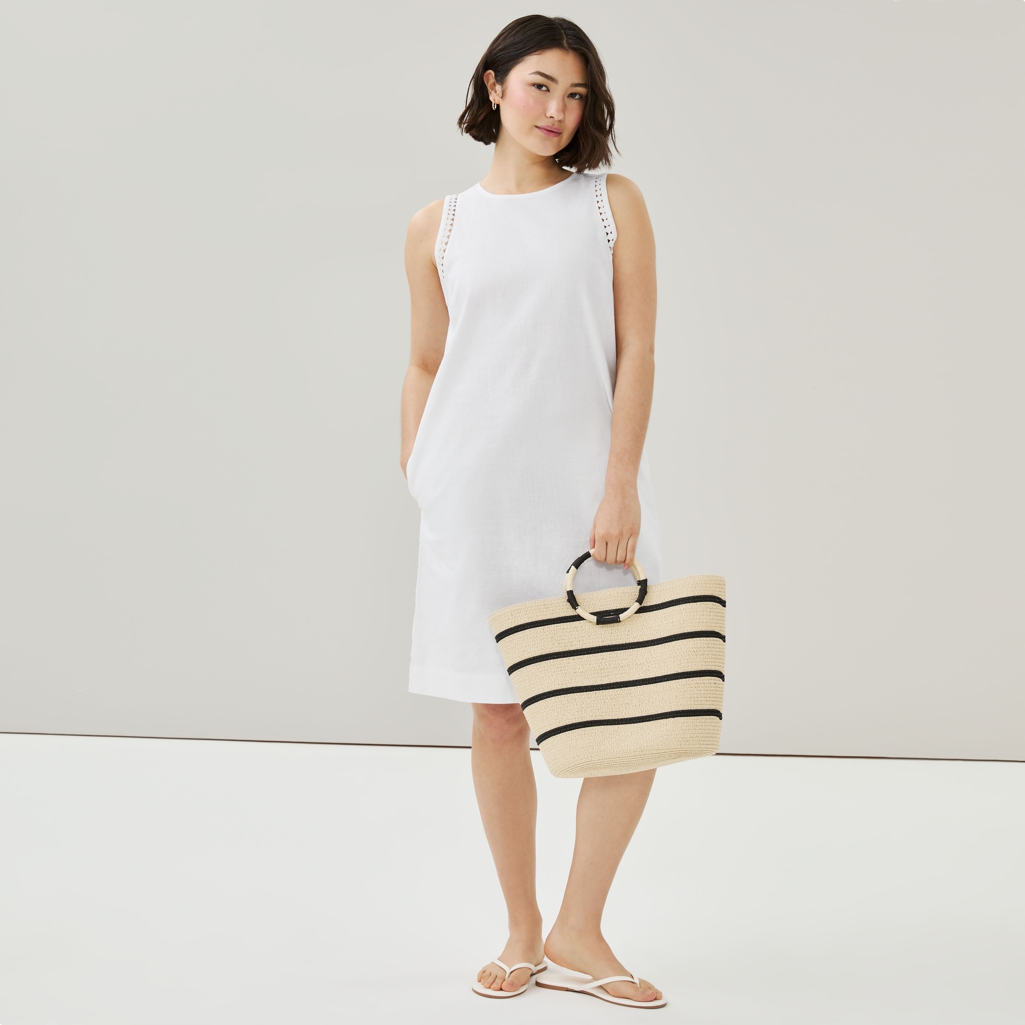 joe fresh linen dress Women+ Linen Cotton Midi Dress in Light Brown from Joe Fresh