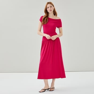Jupe maxi à taille basse - Rose Foncé