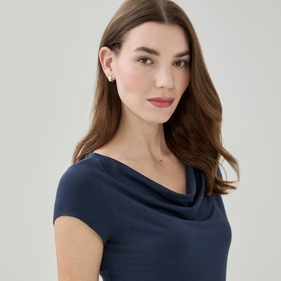 Cowl Neck T-Shirt - Dark Navy