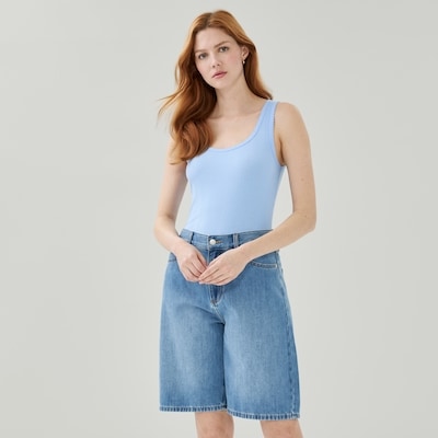 Cami côtelée - Bleu Pâle