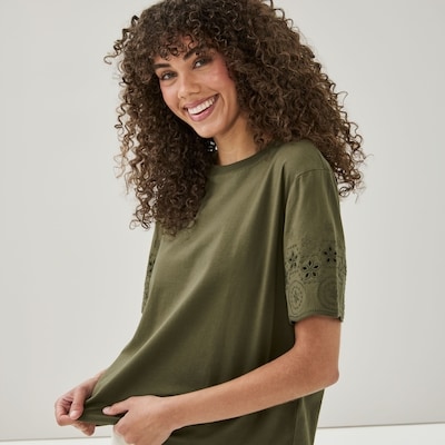 T-shirt ample en coton - Olive