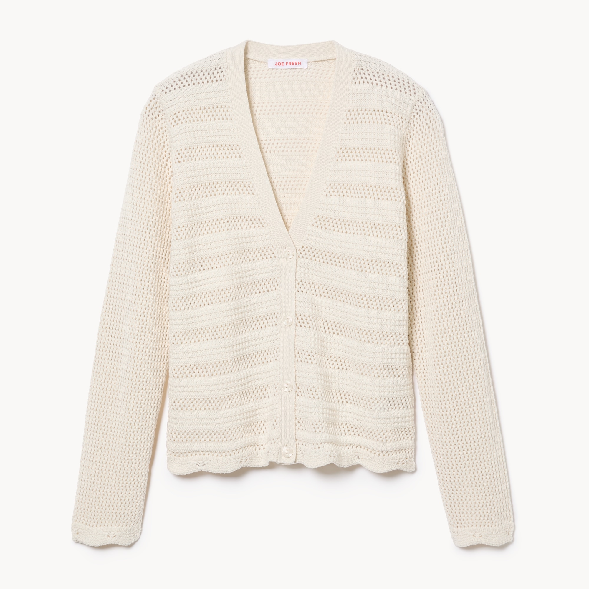 美品☆メゾンドドルチェ☆wavy cardigan ivory Cardigan en crochet in Crème from Joe Fresh