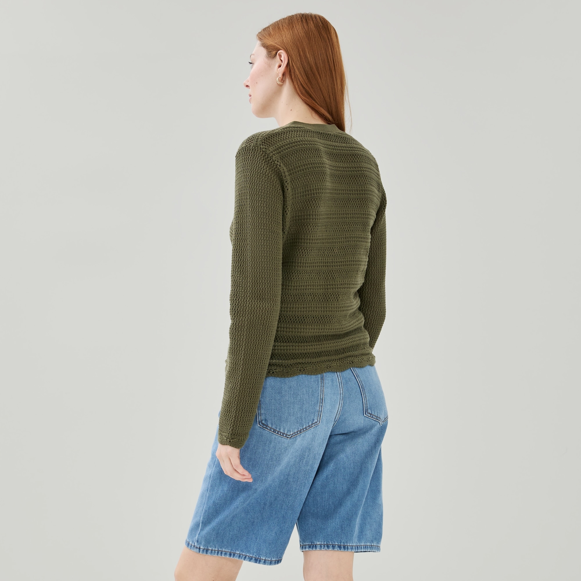 Crochet Cardigan in Olive from Joe Fresh