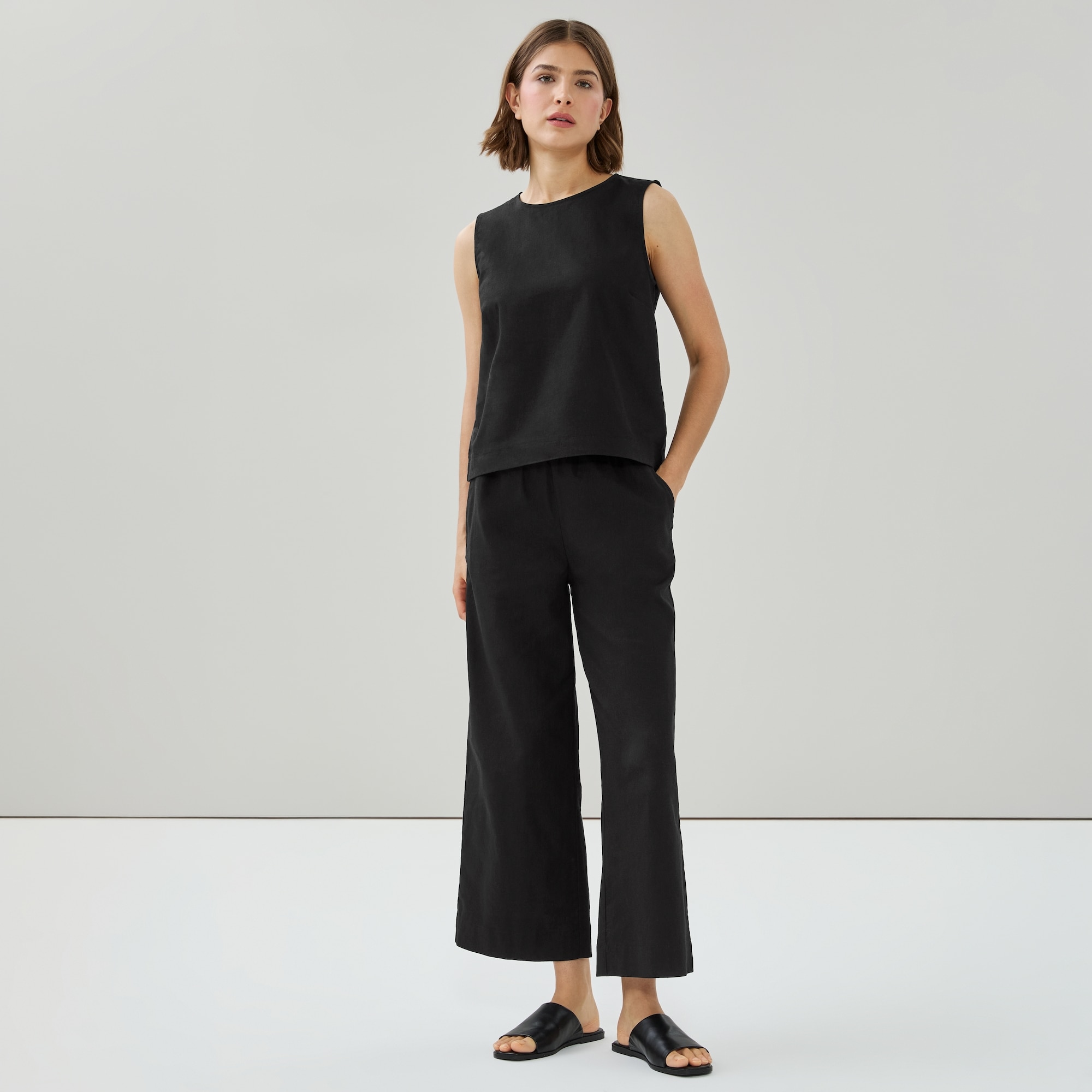 Linen Cotton Tank in JF Black from Joe Fresh