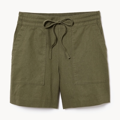 Short utilitaire en lin et coton - Olive
