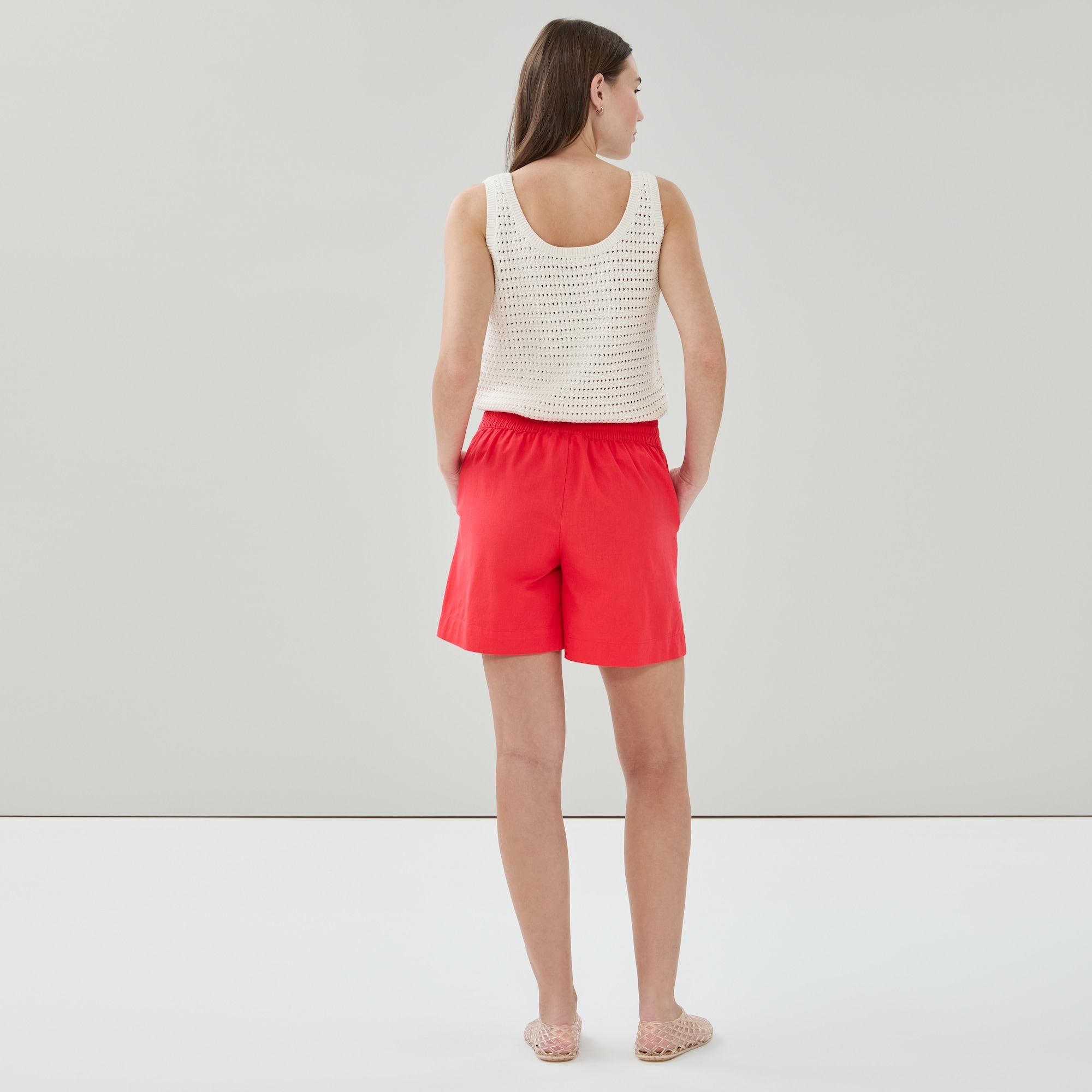 Short utilitaire en lin et coton