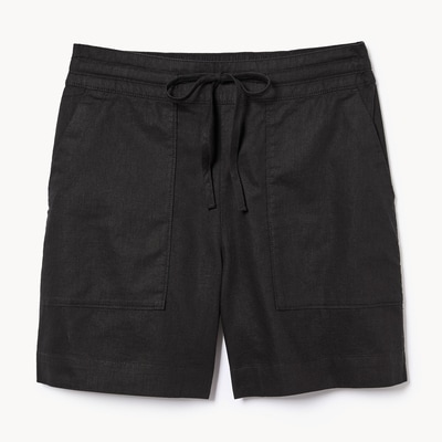 Short utilitaire en lin et coton - Noir JF