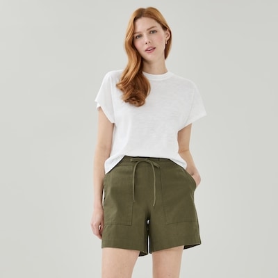 Cotton Linen Utility Short - Olive