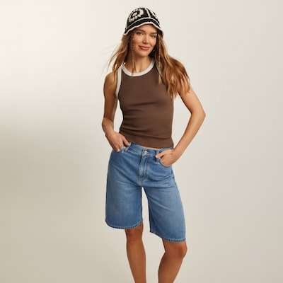 Ribbed Racerback Tank - Brown