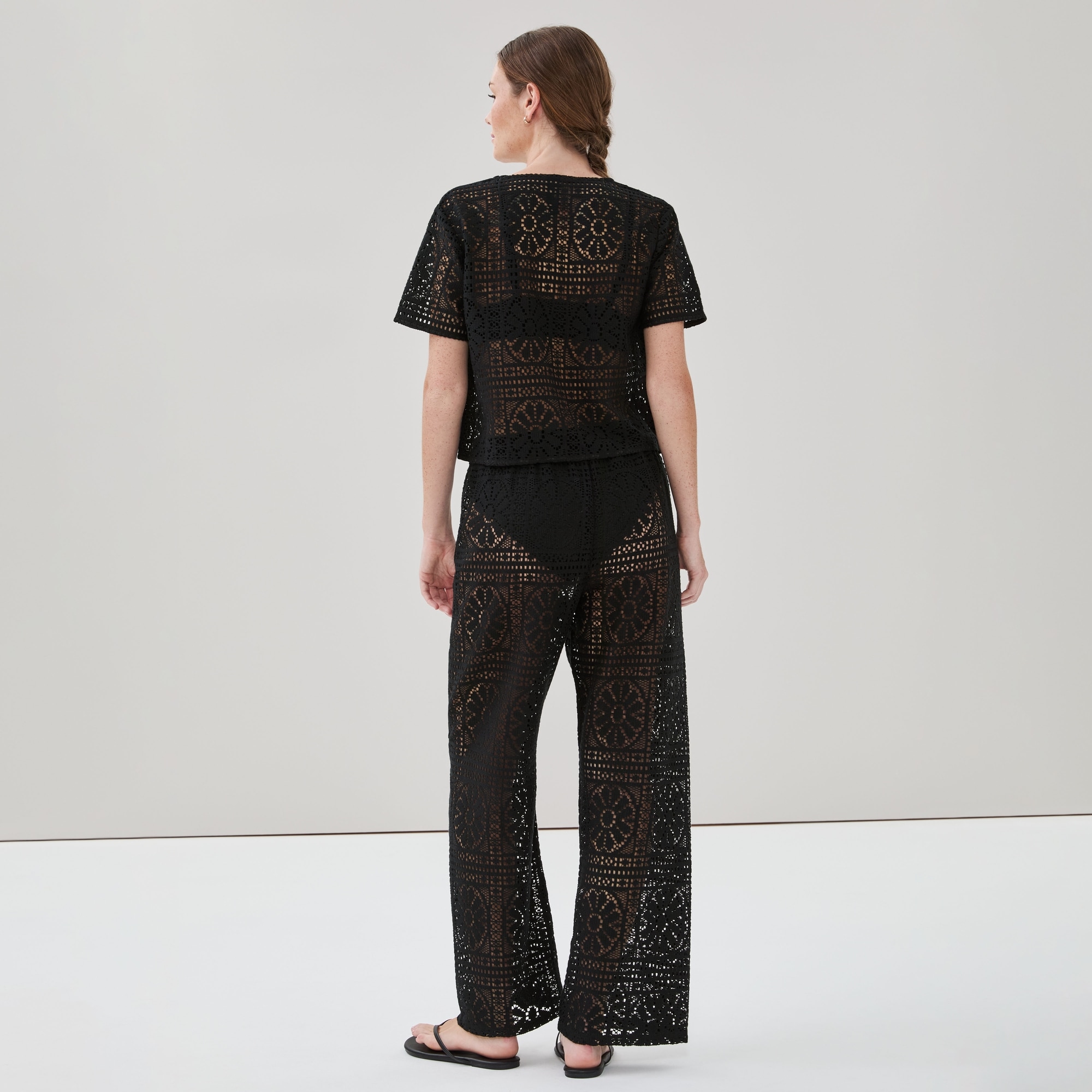 Cardigan cache-maillot crocheté in Noir from Joe Fresh
