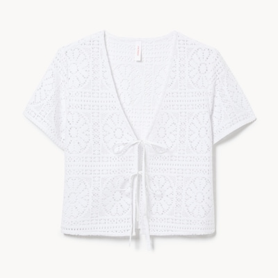 Crochet Cover-Up Cardigan - White