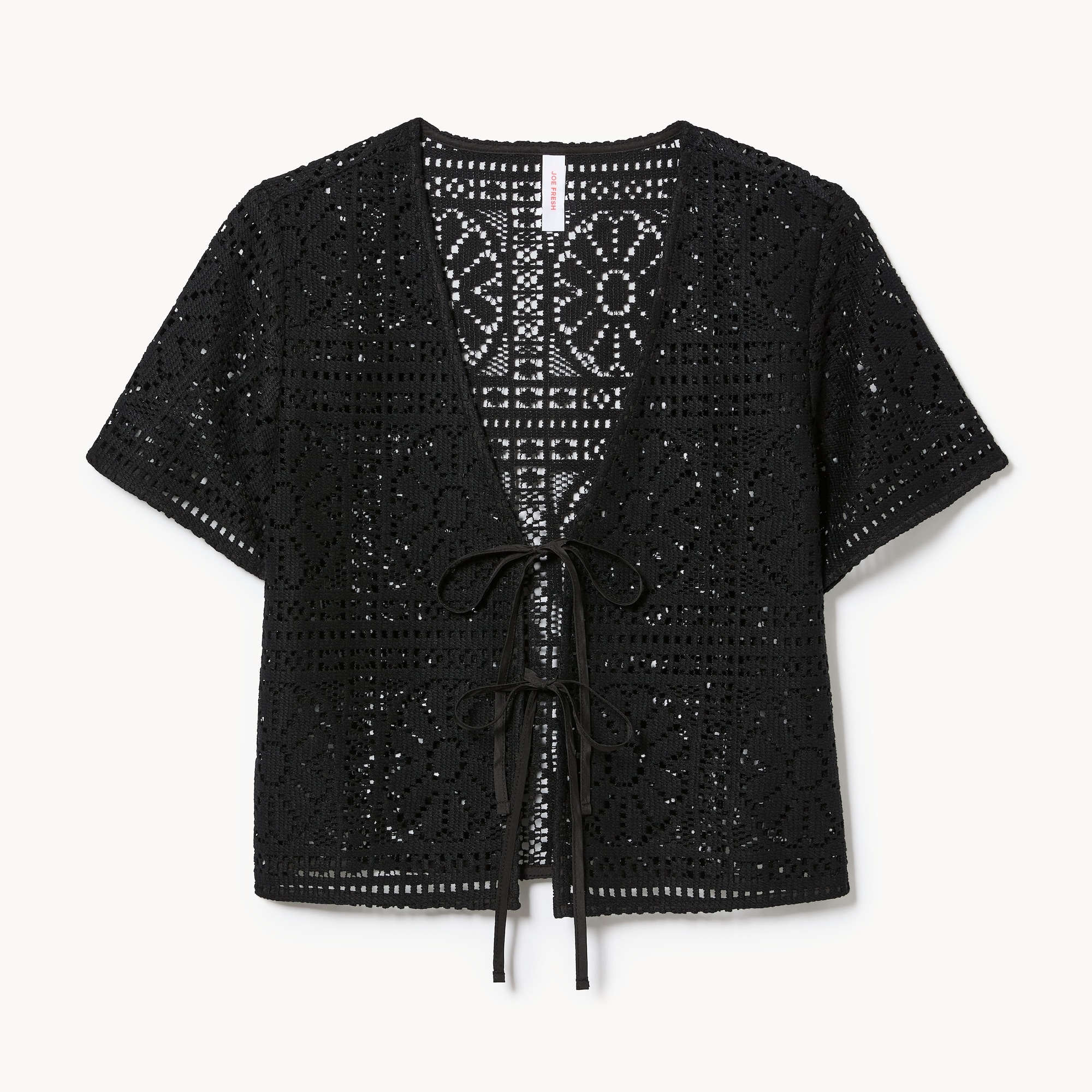 Women+ Crochet Cover-Up Cardigan in Black from Joe Fresh