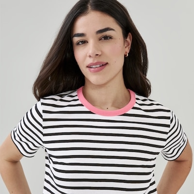 Striped Crewneck T-Shirt - Black