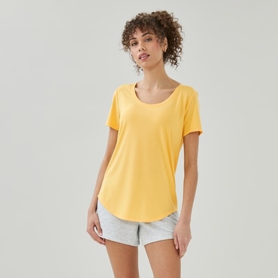 Active Scoop Neck T-Shirt - Yellow