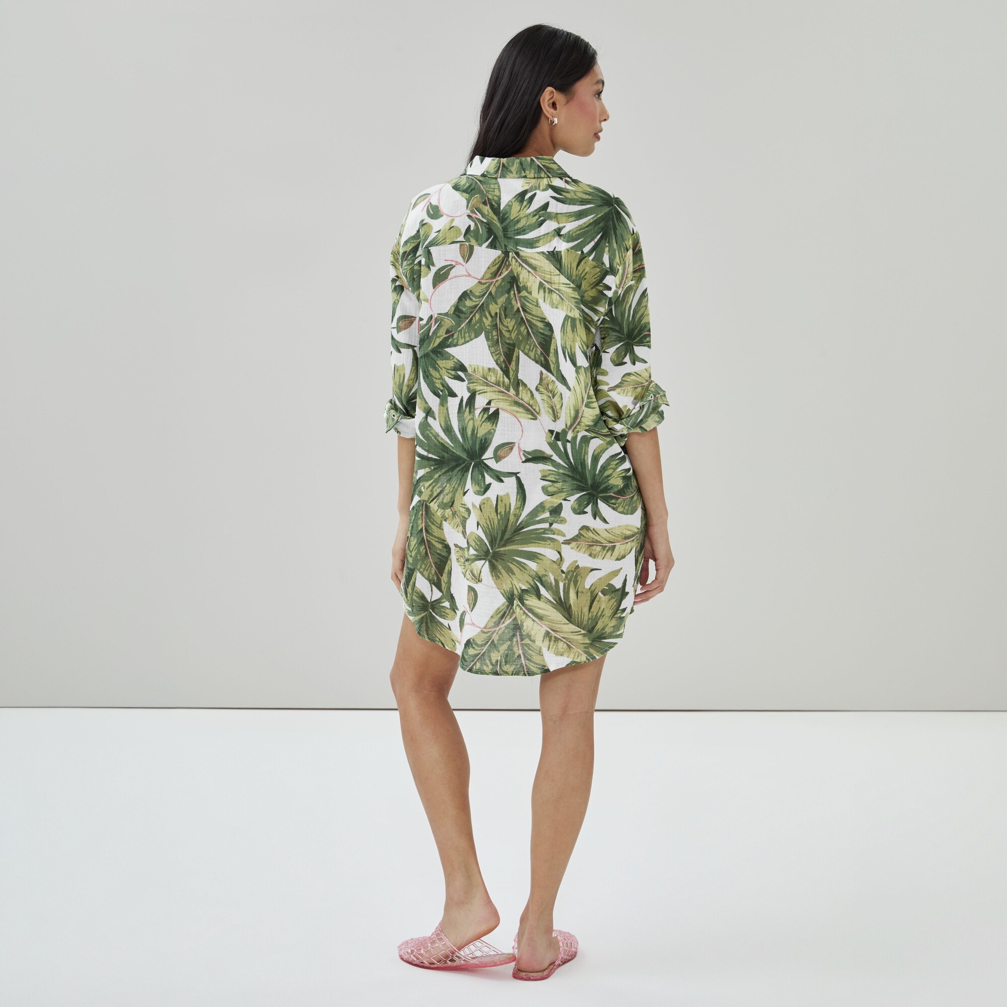 Chemisier cache-maillot imprimé en gaze