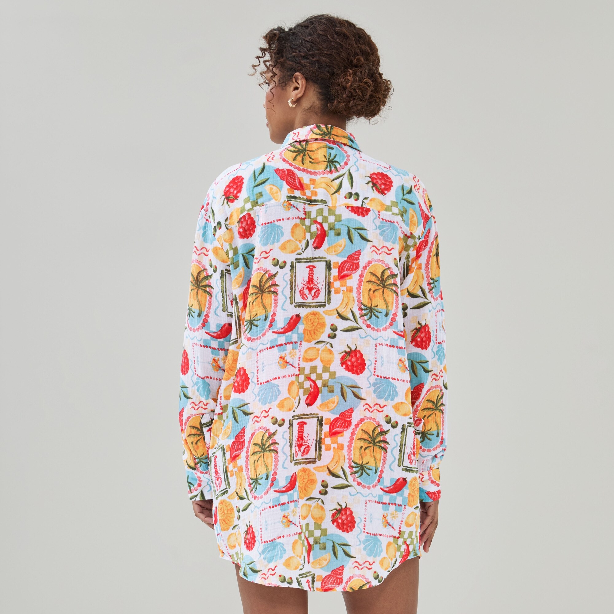 Chemisier cache-maillot imprimé en gaze