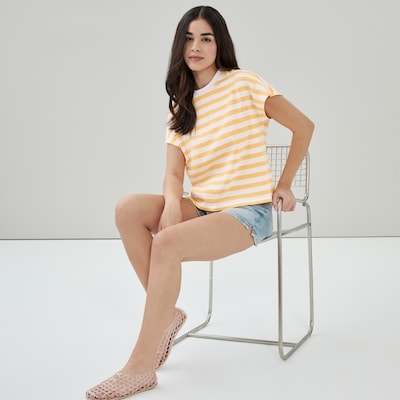 Striped Dolman T-Shirt - Neon Orange