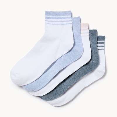 5-Pack Quarter-Crew Socks - Denim Blue