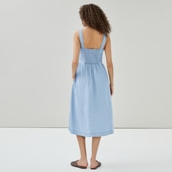 white christmas dresses Suzanne Denim Drop Waist Maxi Dress