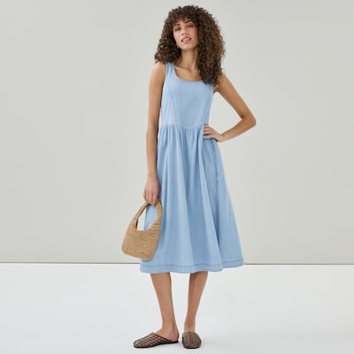 Chambray Tank Midi Dress - Light Wash
