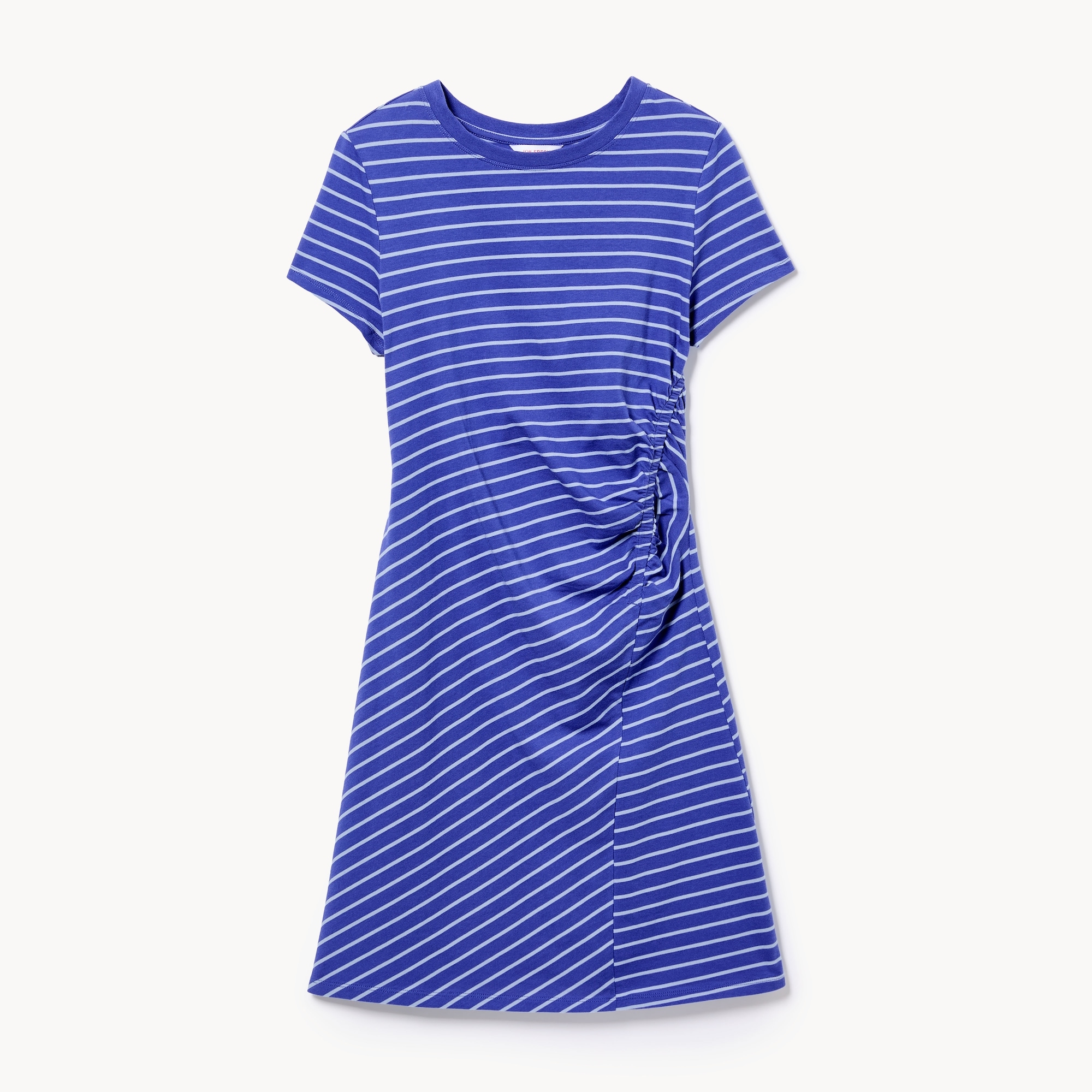 Striped Ruched T-Shirt Dress in Blue from Joe Fresh