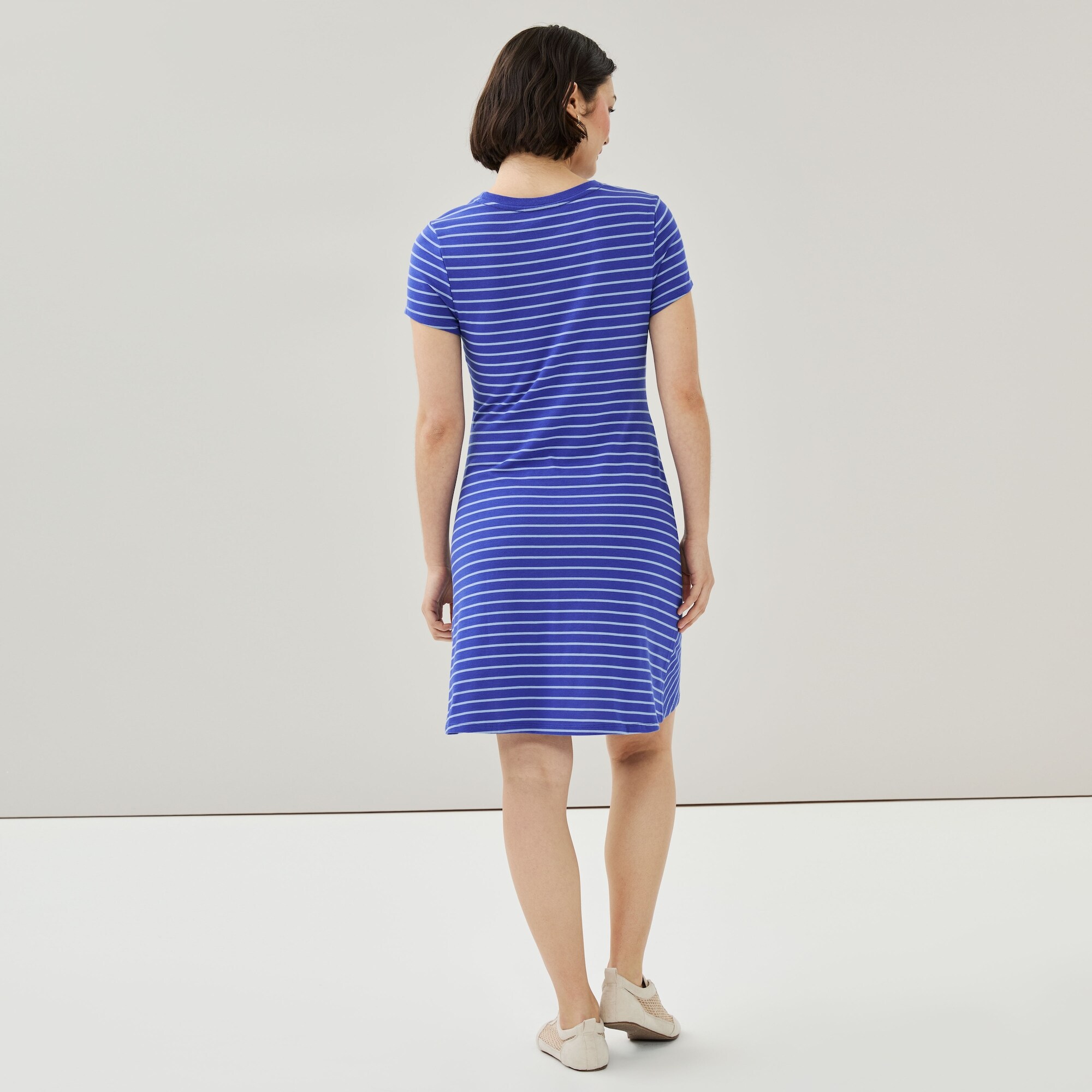 Robe t-shirt à ruché rayée