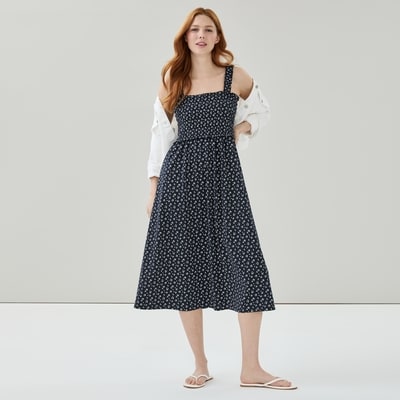 Smocked Tank Midi Dress - Dark Navy