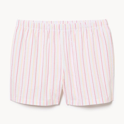 Seersucker Striped Sleep Short - White