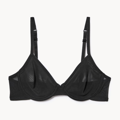 Mesh Underwire Bra - Black