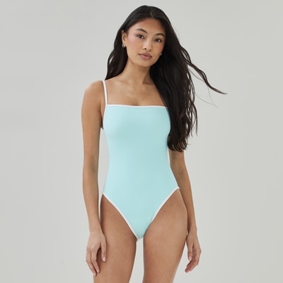 Square Neck Swimsuit - Pastel Blue