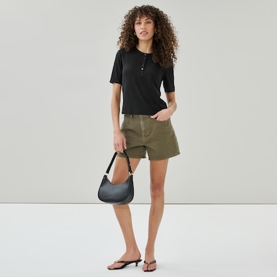 Linen Blend Henley T-Shirt - JF Black