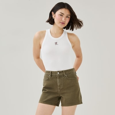 Embroidered Ribbed Tank - Bright White