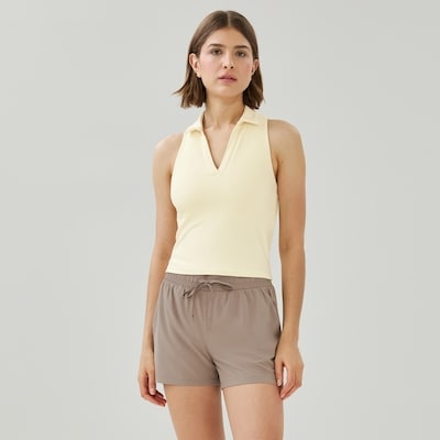 Cami courte style polo de golf - Jaune pâle