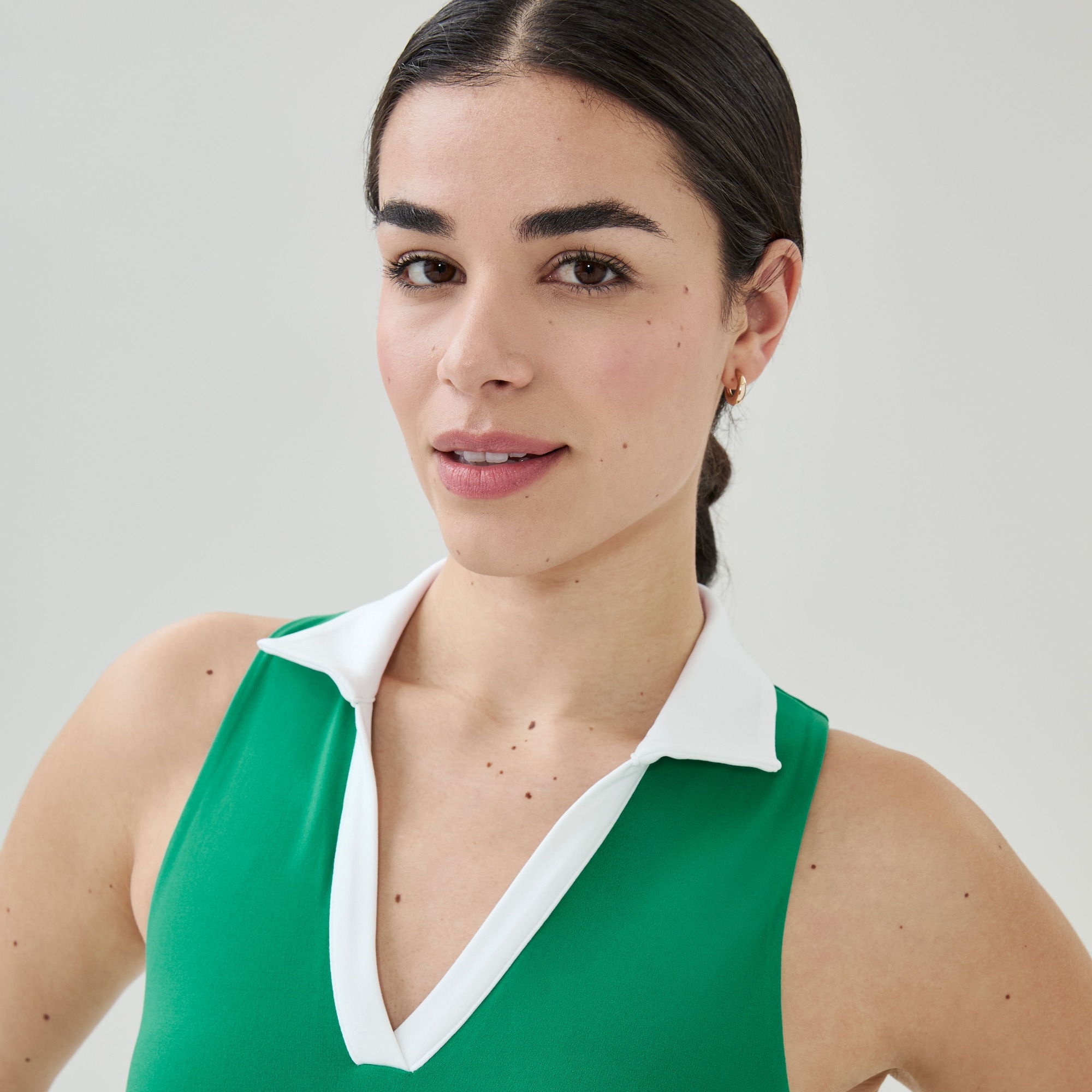 Cropped Golf Polo Tank in Green from Joe Fresh