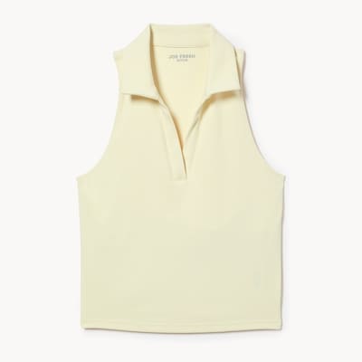 Cropped Golf Polo Tank - Pale Yellow