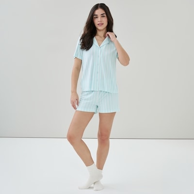 Printed 2-Piece Sleep Set - Light Blue