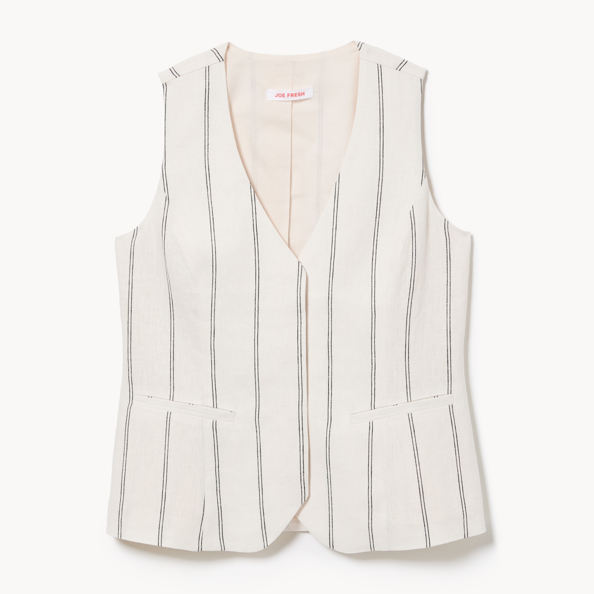 Linen Blend Striped Vest in Cream from Joe Fresh