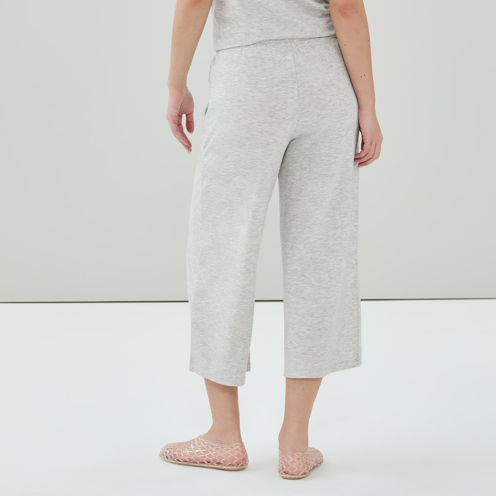 パンツ 00s gray linen cropped wide pants y2k Active Cropped Wide Leg Pant in Grey Mix from Joe Fresh