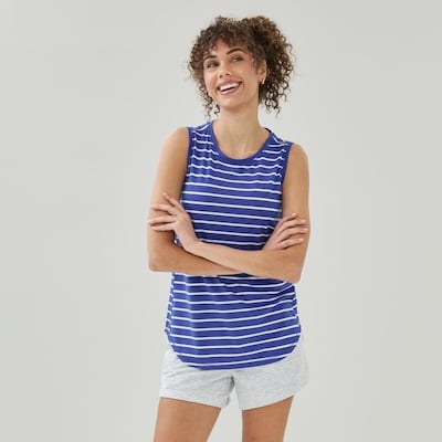 Active Striped Muscle Tank - Blue