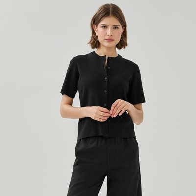 Short Sleeve Cardigan - JF Black
