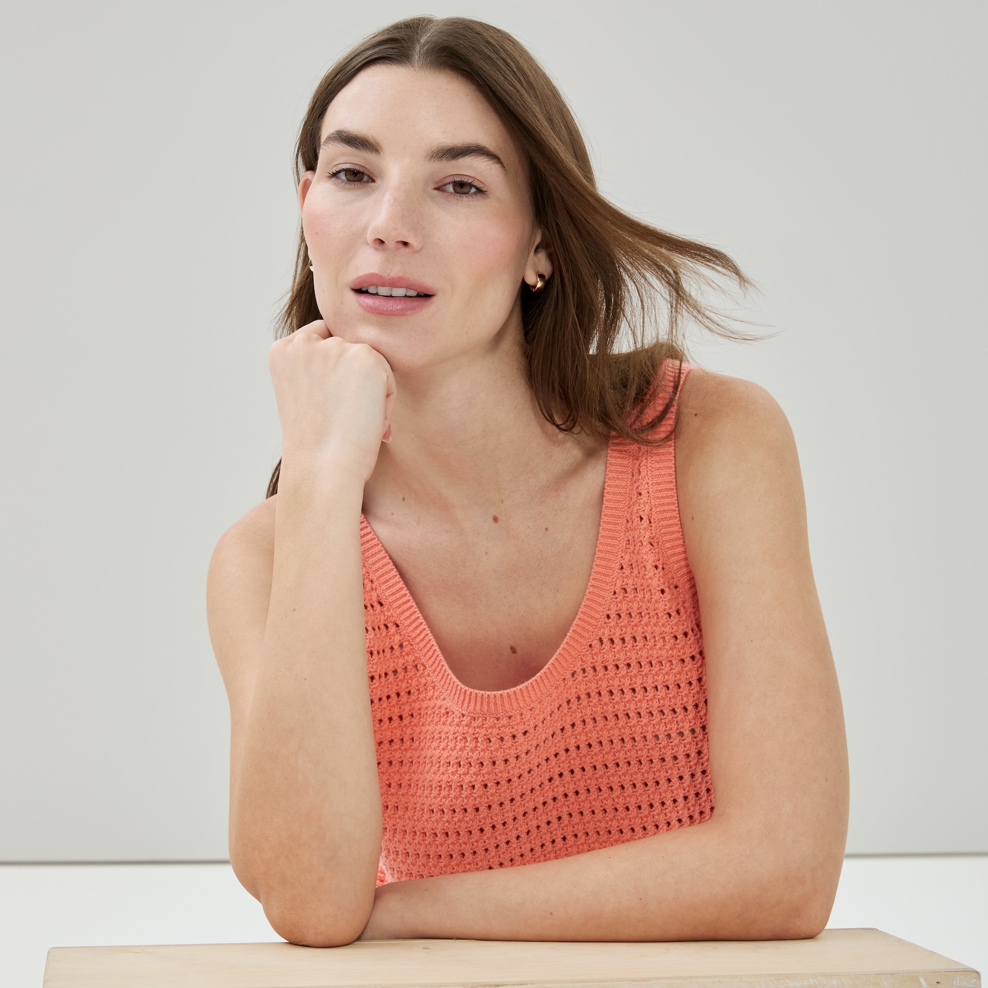 Cami en crochet in Pêche from Joe Fresh