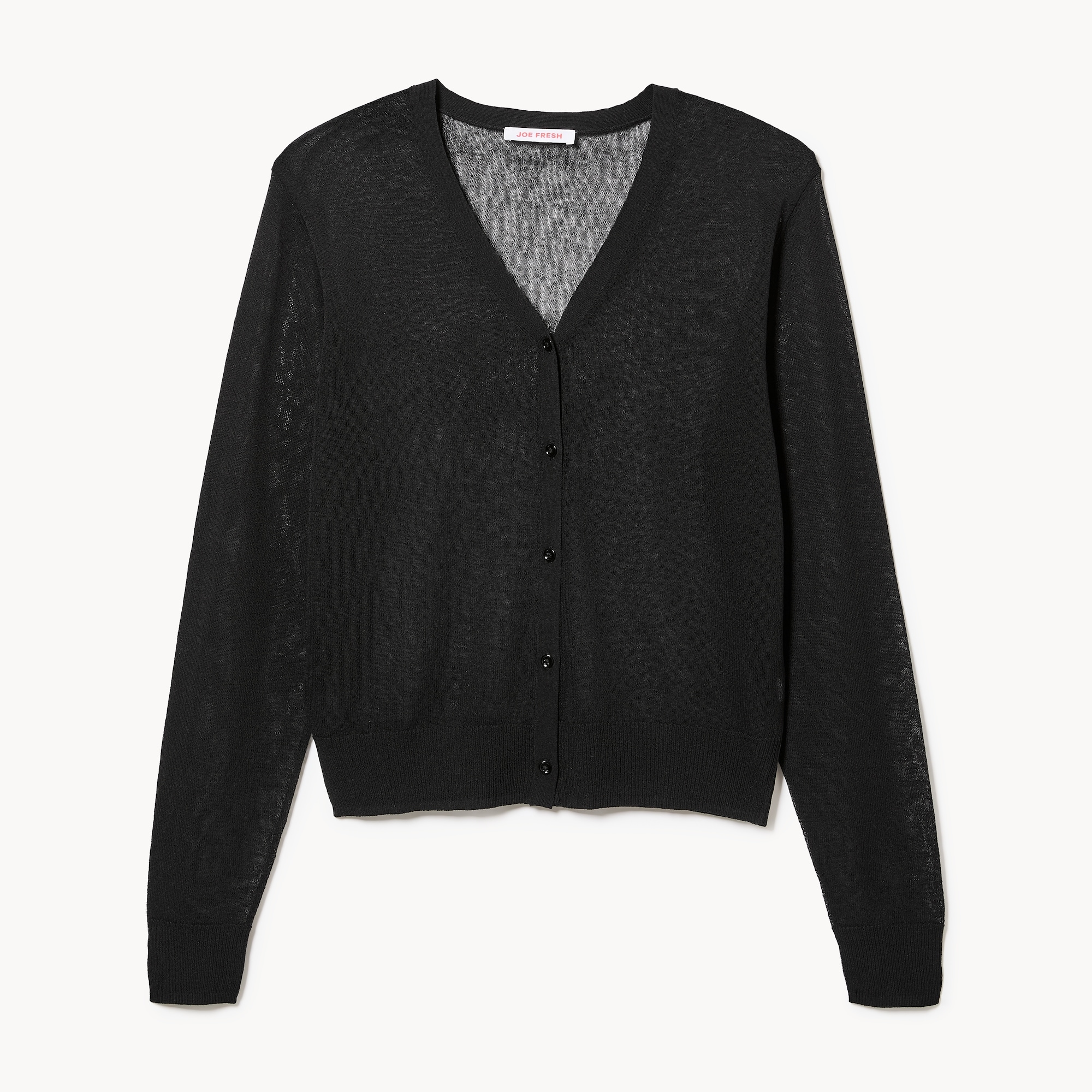 Sheer V-Neck Cardigan in JF Black from Joe Fresh