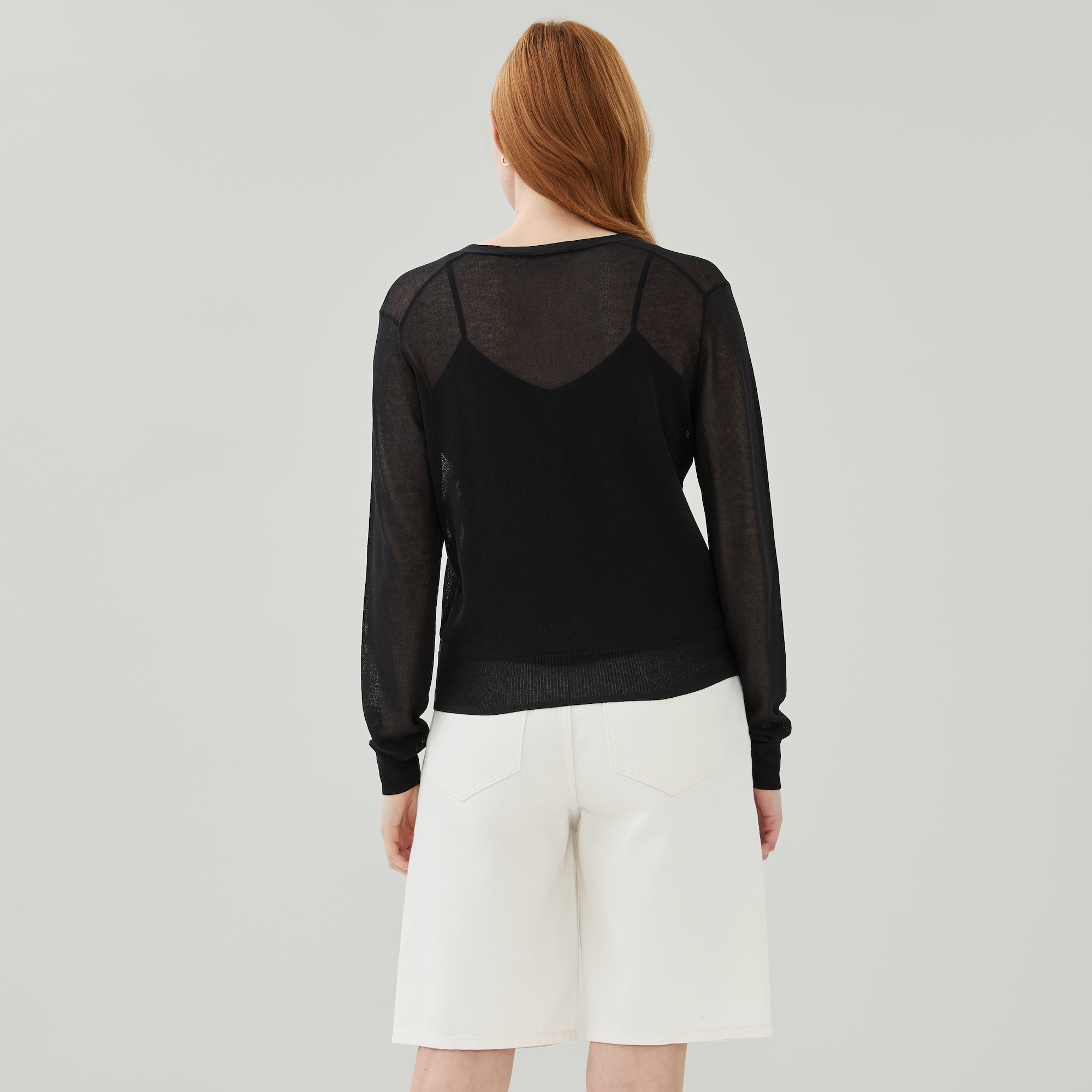 Cardigan translucide à col en V